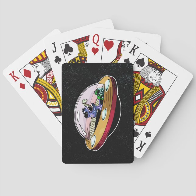 Baraja De Cartas Alien espacial robando la luna (Reverso)