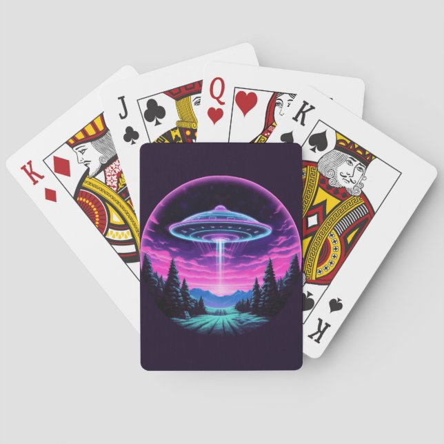 Baraja De Cartas Alien Spaceship Retro Futurista (Reverso)