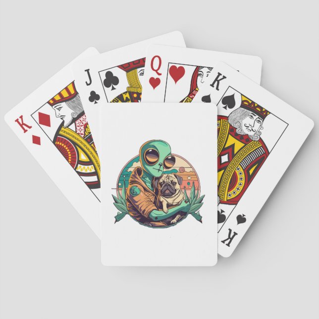 Baraja De Cartas Alienígena y Pug (Reverso)