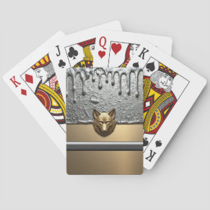 Baraja De Cartas Alivio de Lobo Dorado con Efecto de Goteo de Metal