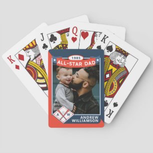 Baraja De Cartas All Star Dad Personalizado Baseball Card Photo Kee