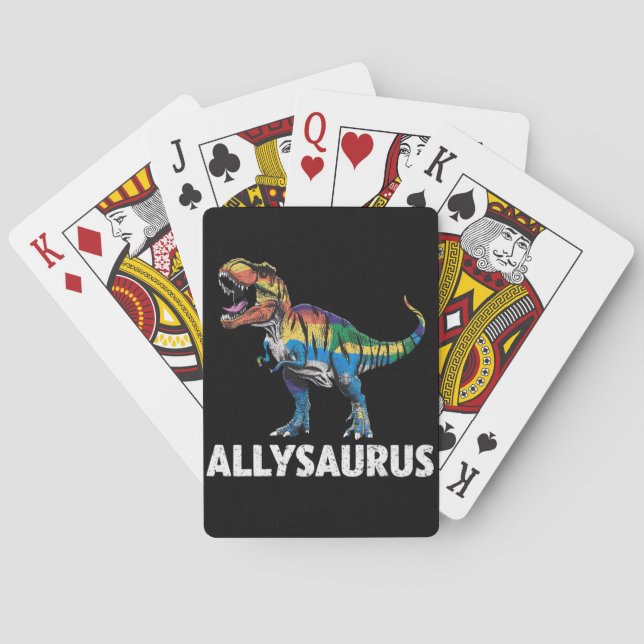 Baraja De Cartas Allysaurus LGBT Dinosaurio Bandera Arcoiris aliado (Reverso)