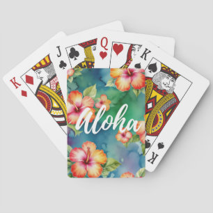 Baraja De Cartas Aloha hermoso patrón de flores de hibiscus Hawaii