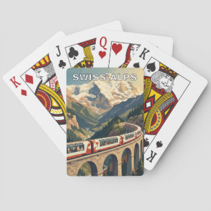 Baraja De Cartas Alpes suizos vintage Suiza viaje tren