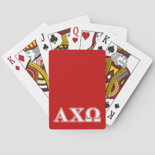 Baraja De Cartas Alphi Chi Omega Letras Blancas y Rojas