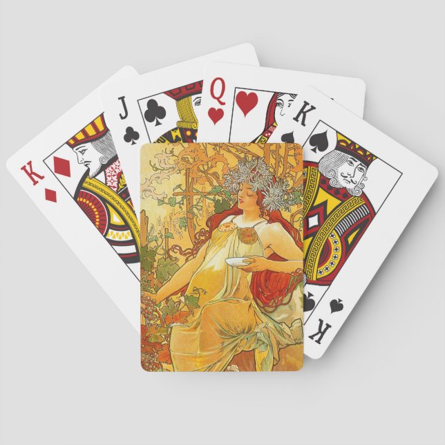 Baraja De Cartas Alphonse Mucha Art Nouveau Otoño (Reverso)