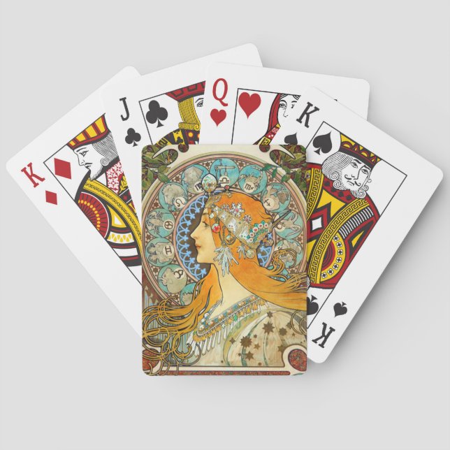 Baraja De Cartas Alphonse Mucha Art Nouveau Zodiac (Reverso)