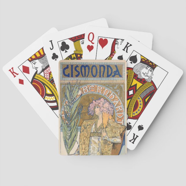 Baraja De Cartas Alphonse Mucha - pintura de Sarah Bernhard (Reverso)