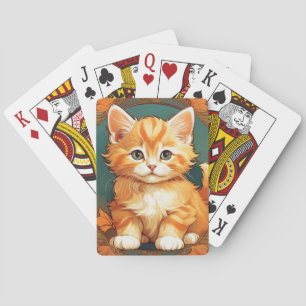 Baraja De Cartas Alphonse Mucha Style Naranja Cat
