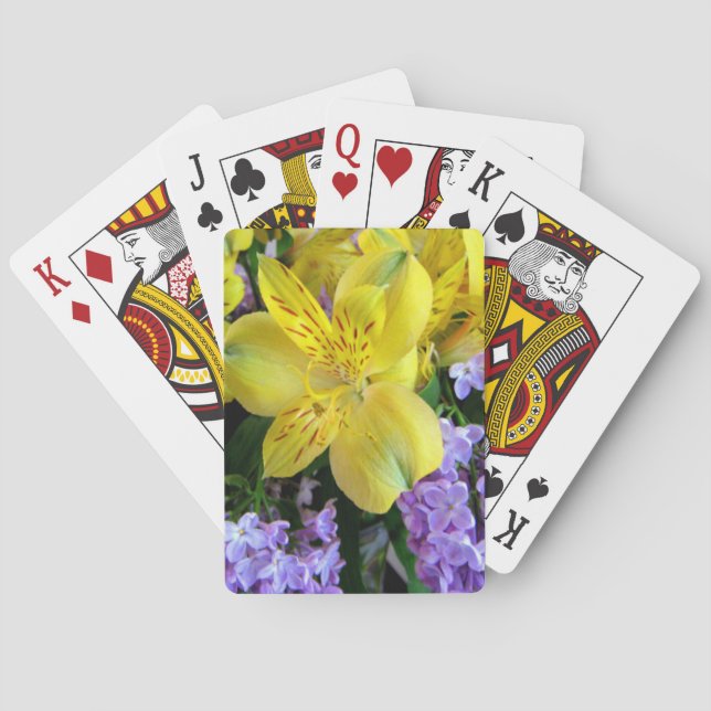Baraja De Cartas Alstroemeria and  Lilacs Flowers (Reverso)
