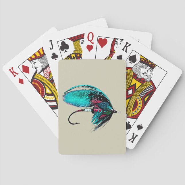 Baraja De Cartas Alumbramiento de pesca de mosca (Reverso)