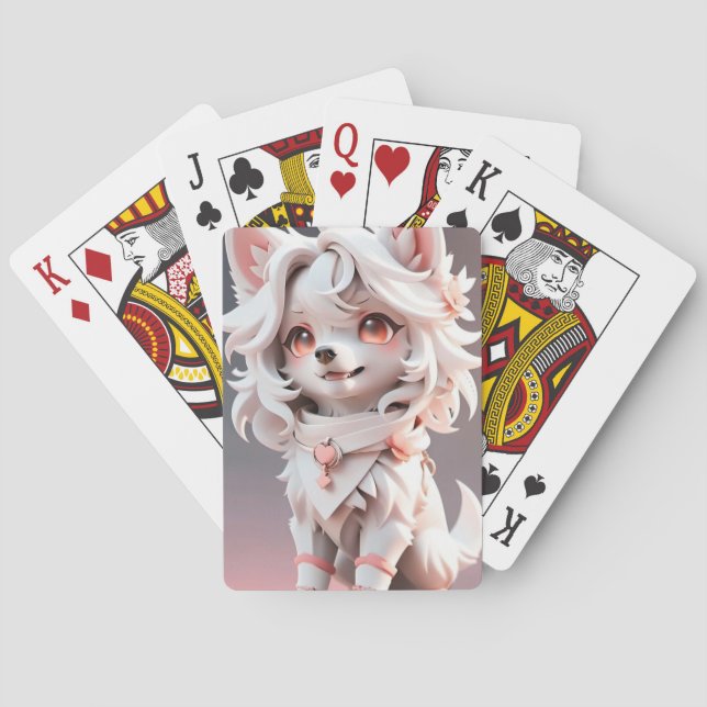 Baraja De Cartas Aluminio Rosa Y Blanco Fluffy (Reverso)