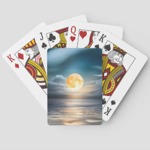 Baraja De Cartas Alzamiento lunar sobre el océano