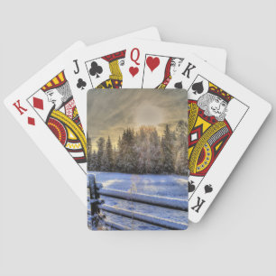 Baraja De Cartas Amanecer en una pastelería de invierno en la nieve