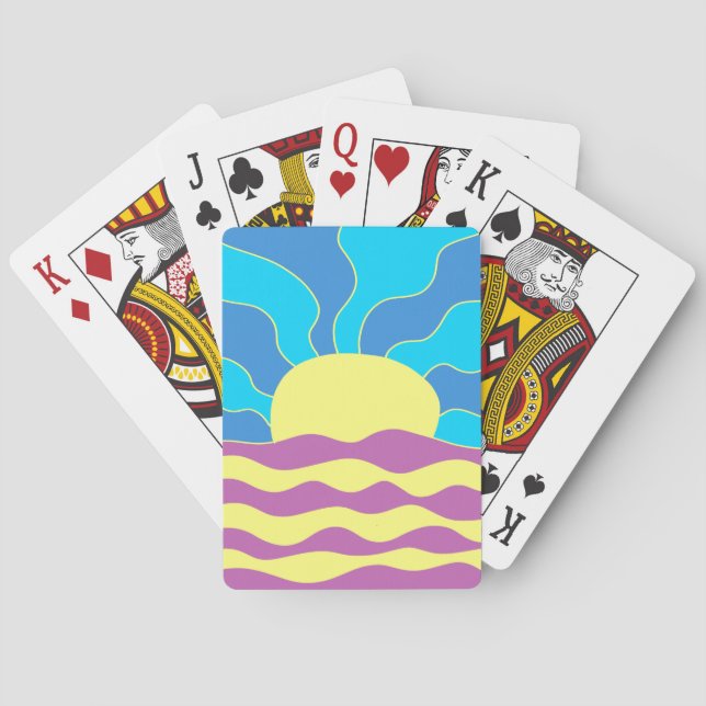 Baraja De Cartas Amanecer y olas resumen arte (Reverso)