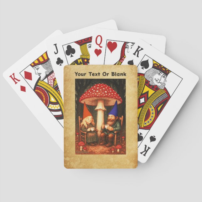 Baraja De Cartas Amanita Mushroom y Gnomes (Reverso)