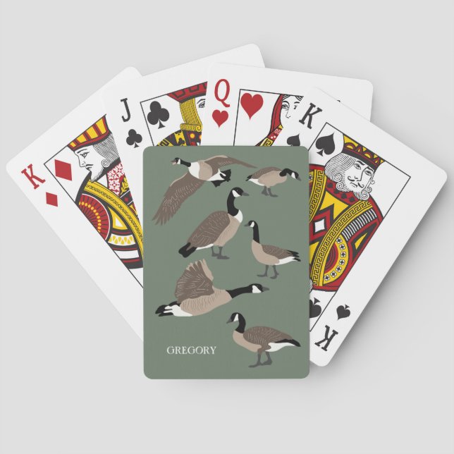 Baraja De Cartas Amantes de las aves Canadá Ilustracion Geese perso (Reverso)