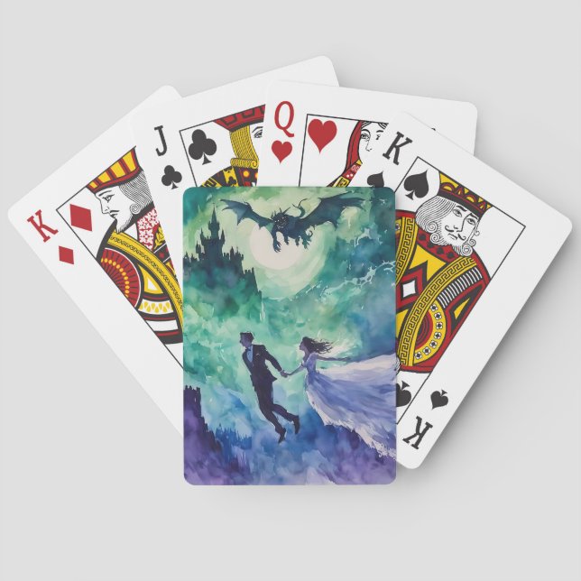 Baraja De Cartas Amantes voladores - Pintura de acuarela (Reverso)
