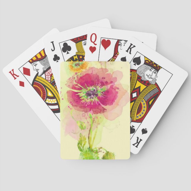 Baraja De Cartas Amapolas pintadas 2 de la acuarela (Reverso)