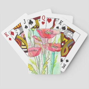 Baraja De Cartas Amapolas pintadas de la acuarela