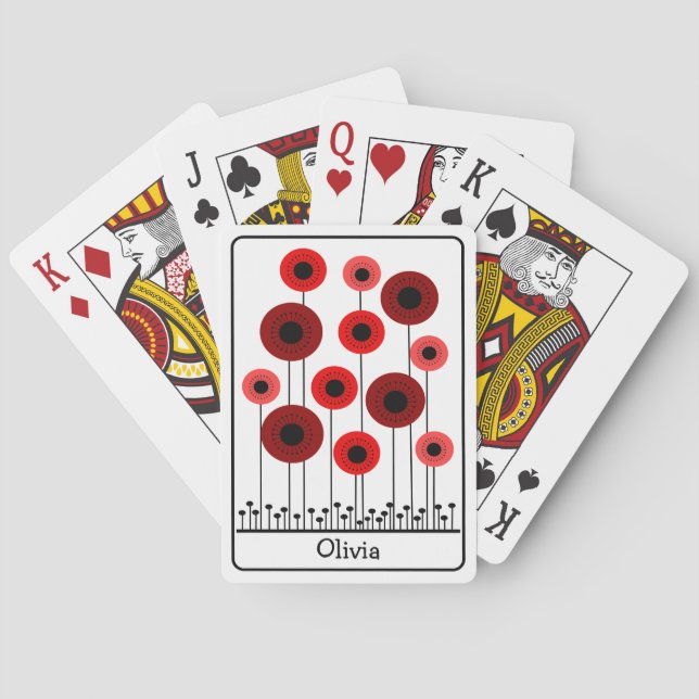 Baraja De Cartas Amapolas Rojas Abstractas Personalizadas (Reverso)