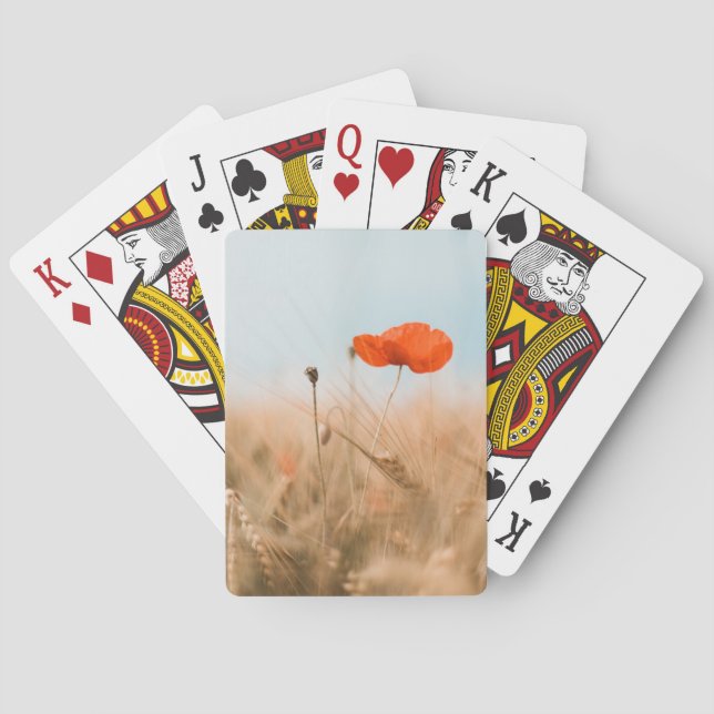 Baraja De Cartas Amapolas y cebada rojas del oro (Reverso)