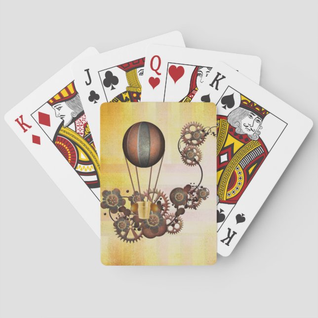 Baraja De Cartas Amarillo antiguo de globo de vapor (Reverso)