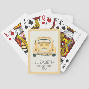 Baraja De Cartas Amarillo Clásico Antiguo Bug Bug Car Personalizado