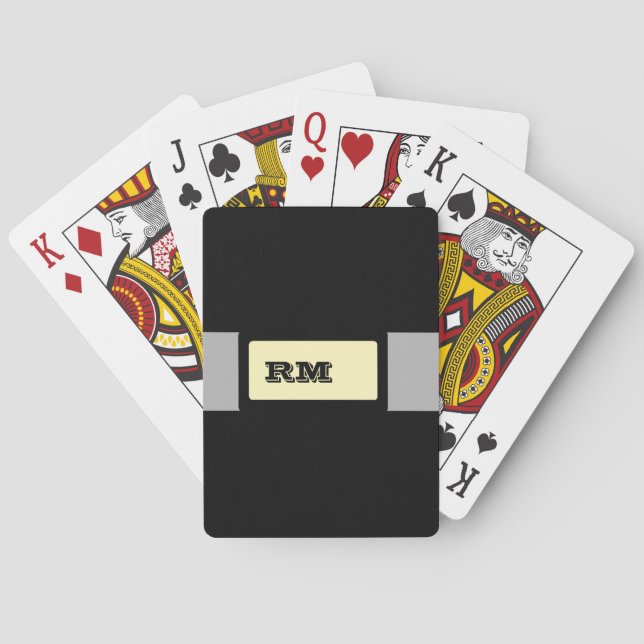 Baraja De Cartas Amarillo negro monogramado (Reverso)