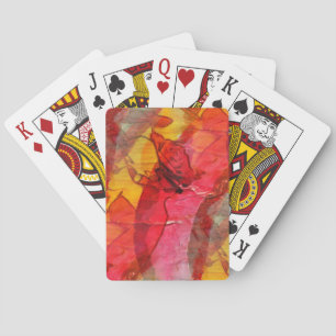 Baraja De Cartas Amarillo rojo del arte de la acuarela