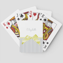 Baraja De Cartas Amarillo suave con franjas grises y nombre