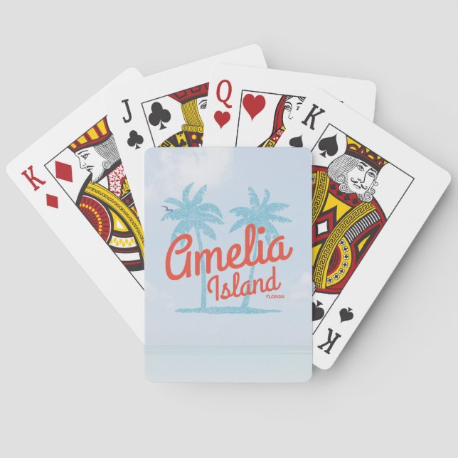 Baraja De Cartas Amelia Island Florida Coral Beach Souvenir (Reverso)