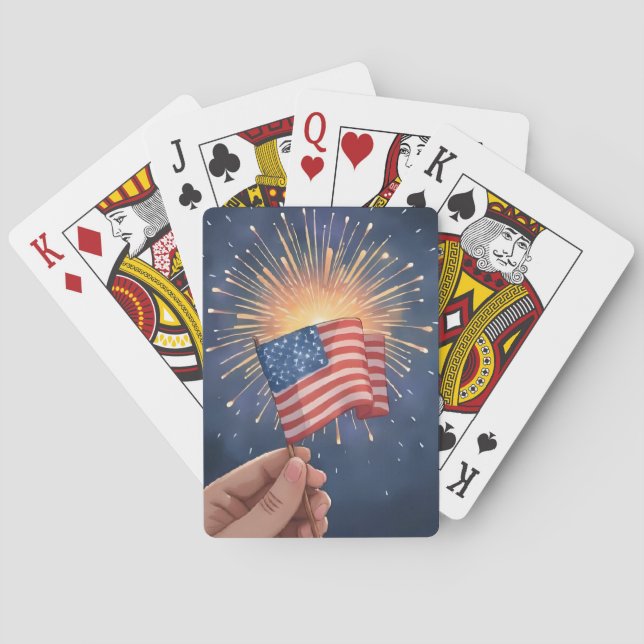 Baraja De Cartas American Flag | Patriotic Fourth of July (Reverso)
