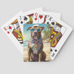 Baraja De Cartas American Staffordshire en la playa, regalo de vera
