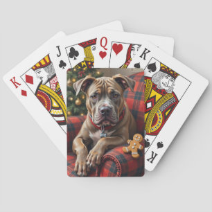 Baraja De Cartas American Staffordshire Terrier Navidad Acogedora