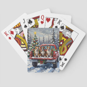Baraja De Cartas American Staffordshire Terrier Navidad Camión Rojo