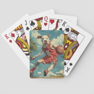 Baraja De Cartas Americano Staffordshire Dog Jugando Baloncesto