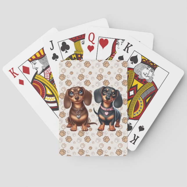 Baraja De Cartas Amigos de Cute Dachshund (Reverso)