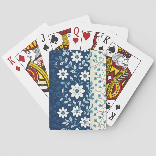 Baraja De Cartas AMITA | Infinite Bloom | Blue Floral Harmony  (Reverso)