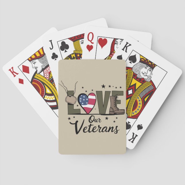 Baraja De Cartas Amo a nuestros veteranos Día del Orgulloso Veteran (Reverso)