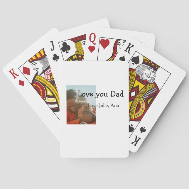 Baraja De Cartas Amo papá padre día agregar nombre de foto simple (Reverso)