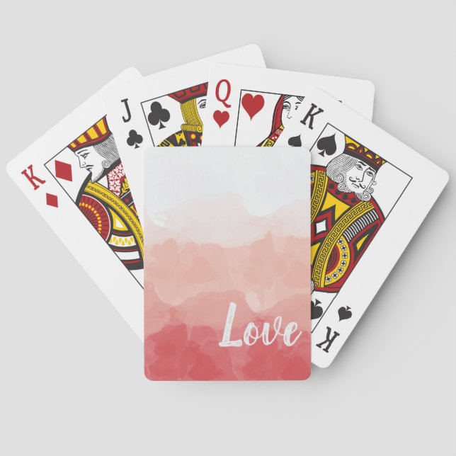 Baraja De Cartas Amor acuarela rosa (Reverso)