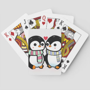 Baraja De Cartas Amor de Pingüino de Invierno Personalizado