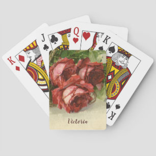 Baraja De Cartas Amor El día de San Valentín vintage, rosas rojas c