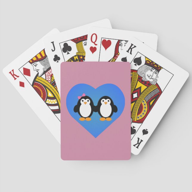 Baraja De Cartas Amor pingüino (Reverso)