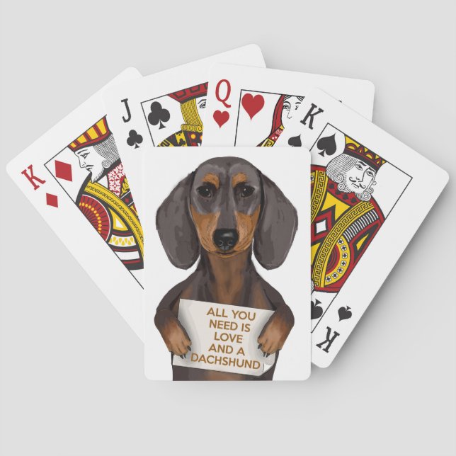 Baraja De Cartas Amor y Dachshund (Reverso)