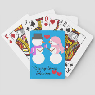 Baraja De Cartas Amor y muñecos de nieve:  Azul-verde