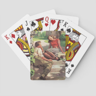 Baraja De Cartas Amor y romance vintage, enamorados de la escuela s