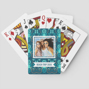 Baraja De Cartas Añada su diseño azul el   náutico conocido