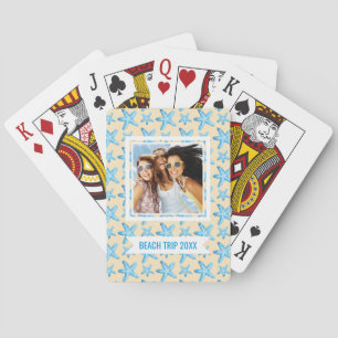 Baraja De Cartas Añada su modelo azul de las estrellas de mar de la